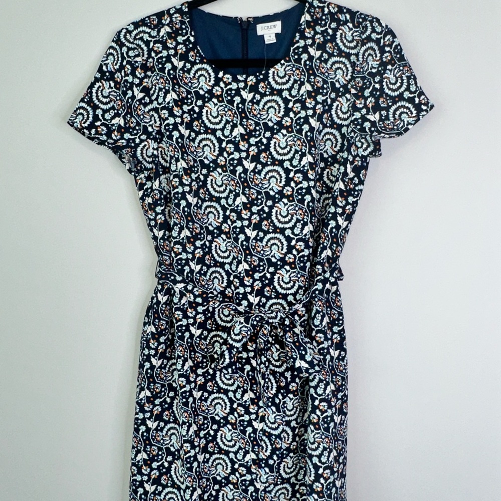 J. Crew Blue and White Sheath Dress